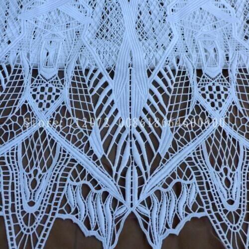 La Belleza beautiful Geometric patterns rayon off white wedding dress guiper lace fabric 1 yard