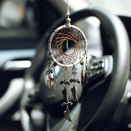 1pcs retro dream catcher home car pendant good luck feather handicraft bronze decoration creative gift car accessories interior