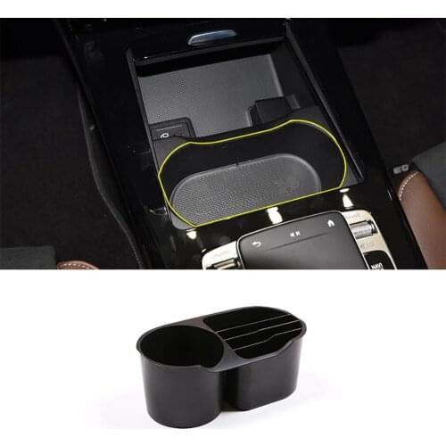 1pcs Interior Mouldings Black ABS Plastic Car Center Console Cup Holder Frame For Mercedes Benz A Class W177 2019 Accessories