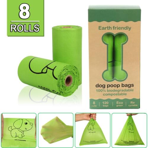 100% Biodegradable corn starch dog poop bag ,compostable Dog waste poo bags pet dog garbage bag