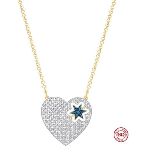 2020 Fashion Charm Pure 925 Silver Original 1:1 Copy, Small Fresh Love Shape Exquisite Wild Necklace Female Luxury Jewelry Gifts