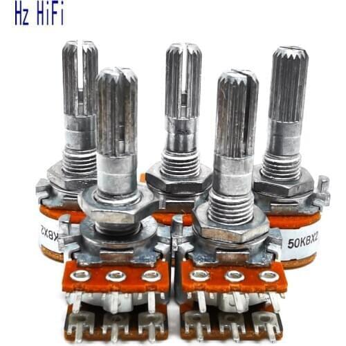 5PCS 50KB New Original ALPS RK16 50K 50KBX2 Volume Potentiometer Hifi Audio Dual-unit Rotary Potentiometers