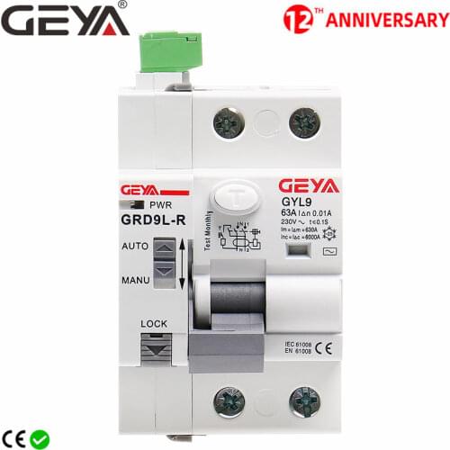 GEYA GRD9L-R 6KA ELCB RCCB Automatic Reclosing Device Remote Control Circuit Breaker 2P 40A 63A 30mA 100mA 300mA RCD