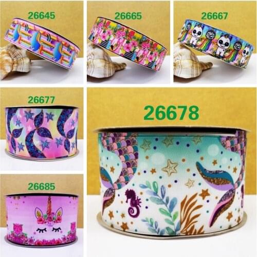 Free shipping 50 yard cartoon Printed grosgrain ribbon 26678