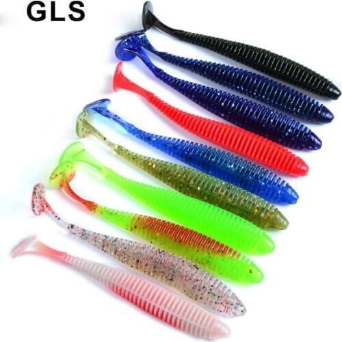 GLS brand 10 colors 10 strips / bag floating water soft bug T tail sub bait crank hook 8.5cm / 2.4g fishing bait