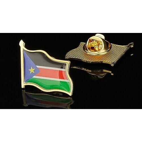 The Republic of South Sudan Ramciel Country National Gold Plated Flag Lapel Pin&Badge Bag/Clothes Accessories