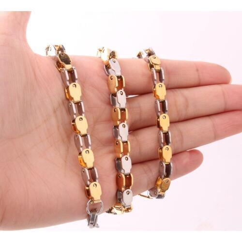 5MM Fashion Stainless Steel Silver Color&Gold Bicycle Bike Link Chain Mens Womens Necklace Or Bracelet 7-40" Wholesale Jewelry