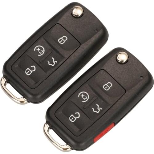 Jingyuqin 4/5 Buttons Car Key Case Shell For VW/VOLKSWAGEN Sharan Caddy Eos Golf Jetta Beetle Polo Up Tiguan Touran Folding