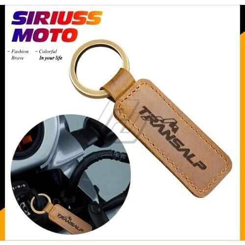 Motorcycle Cowhide Keychain Key Ring Case for Honda XL700VA XL600V 400V Transalp