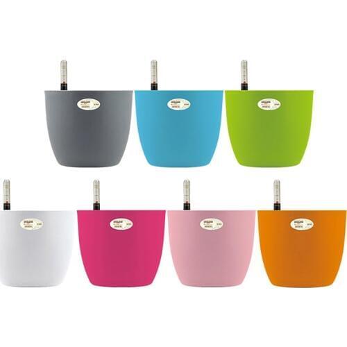 Colorful Self-Watering Flower Pot Colourful Plastic Flower Pot Modern Decorative Planter Pot Home Office Desk Decoration