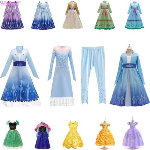 Anna Elsa Dress For Girl Cosplay Snow Queen Princess Costume Kids Halloween Clothes Children Birthday Carnival Fancy Party