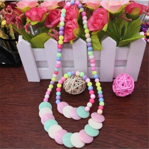 Candy Color girls jewelry kids Set for Party Fashion Child Necklace and Bracelet Set for Girls 2019 Childrens Decorations