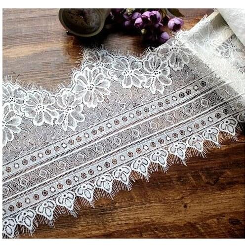 Wide 25CM French Soft Eyelash Lace Fabric Clothing Accessories Home Bed Curtain Stitching Lace