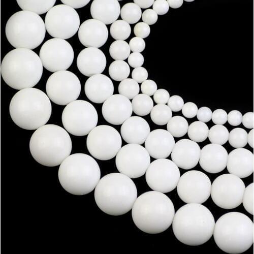 HGKLBB Ceramic white beads Natural Stone 4/6/8/10/12MM Round Loose Beads For Jewelry making DIY Bracelet necklace Accessories