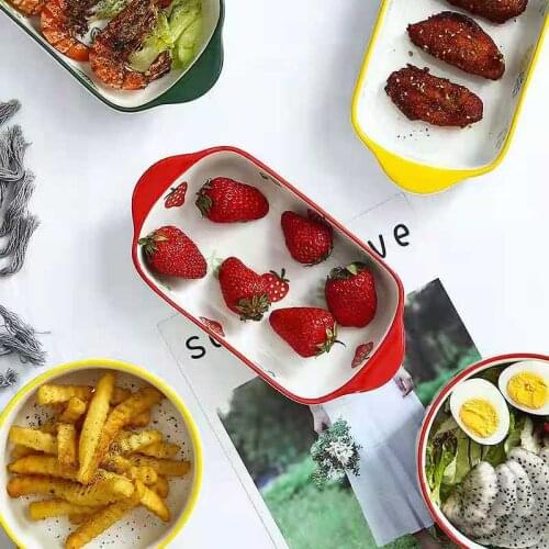 Ceramic Baking Plate, lasagna Baking Plate With Handle, Kitchen Oven, Rectangular Baking Plate, Korean And Japanese Dishes