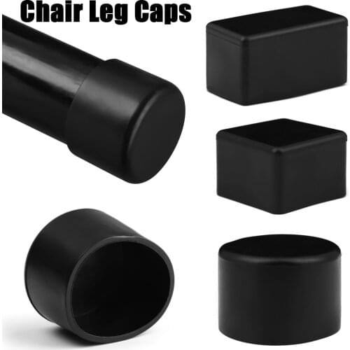 4pcs Black Chair Leg Caps Non-slip Table Foot Cover Socks Floor Protector Pads Plugs Furniture Leveling Feet Mat Simple to Wrap