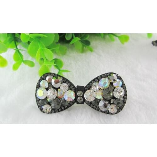 Korean Double Hearts Love Cute Rhinestone Bow Hairpin Hairpins Duckbill Clip Wholesale
