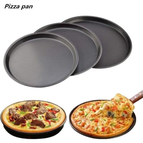 6 8 9 10 Inch Round Pizza Plate Pizza Pan Deep Dish Tray Carbon Steel Non-Stick Mold Baking Tool Baking Mould Pan Pattern