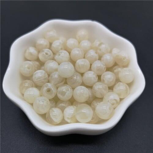 6 8 10 mm Cream Imitation Natural Stone Round Acrylic Beads Clouds Effect Beads For Jewelry Makeing Bracelet necklace DIY