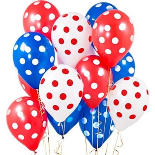 20pcs 12inch Red Blue Polka Dot Latex Balloons Kids Birthday Party Ladybug Helium Air Balloon Wedding Baby Shower Decor Supplies