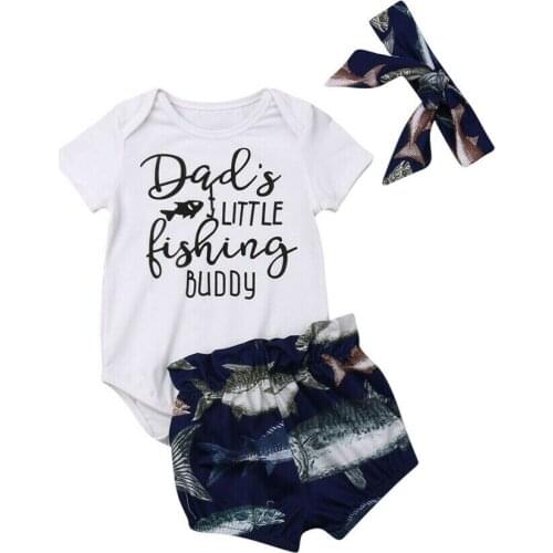 Citgeett Summer Infant Baby Boy&Girl Clothes Buddy Romper Tops Fish Shorts Pants Outfits Shark CASUAL sET 3PCS