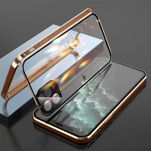 Magneto Double-sided Buckle Mobile Phone Case Protective Cover Glass Transparent Covers for iPhone 11/12 11/12Pro Max 12mini