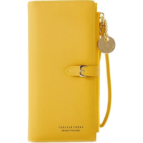 Multifunctional Ladys Purse with 12 Card Slots PU Zipper Handbag Wristband Long Wallet for Card Notebank Coins Solid New