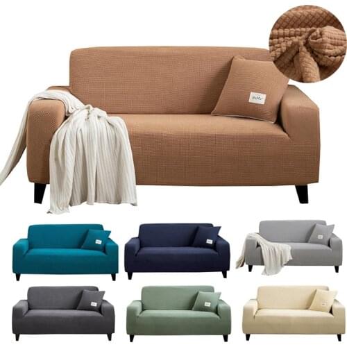Mode Stretch elastic Armchairs Sofa Cover For Living Room Solid Color Jacquard Fabric 3-seater Corner Sofa L Shape Couch Cover