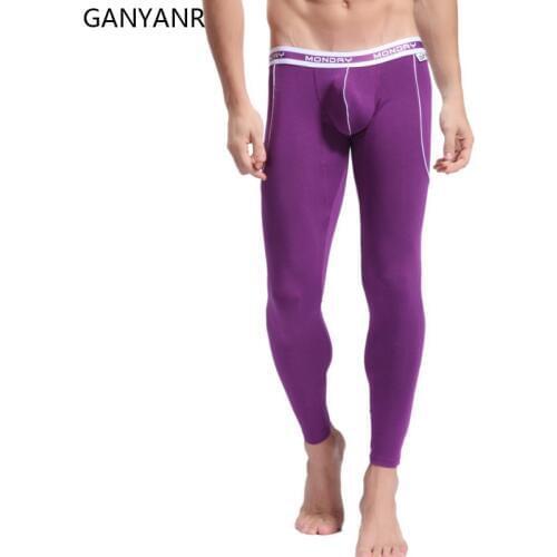 GANYANR Compression Pants Running Tights Men Leggings Gym Fitness Sexy Basketball Yoga Jogging Athletic Exercise Training Long