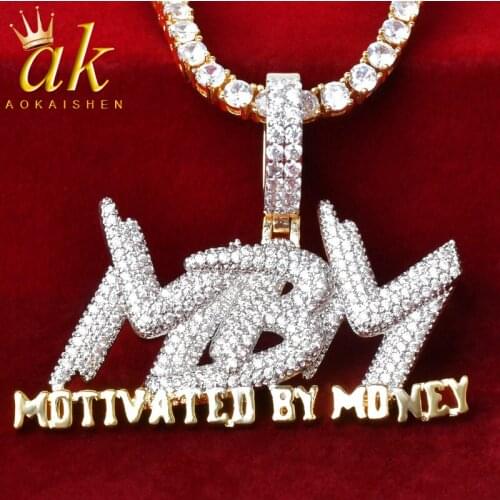 Combination Letter MBM Pendant Necklaces Charm Bling AAAAA Cubic Zircon Mens Hip Hop Necklace Rock Jewelry