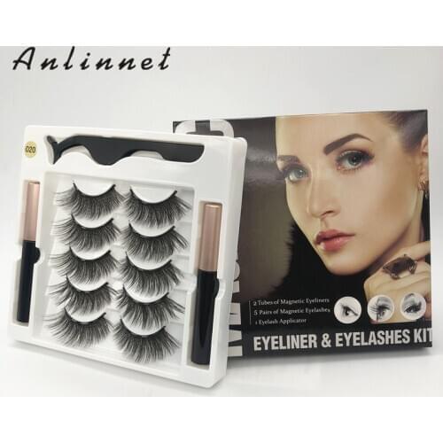5 pairs of 5 magnetic false eyelashes, magnetic eyelashes, 2 magnetic eyeliner, tweezers, makeup eyelashes set. Free shipping