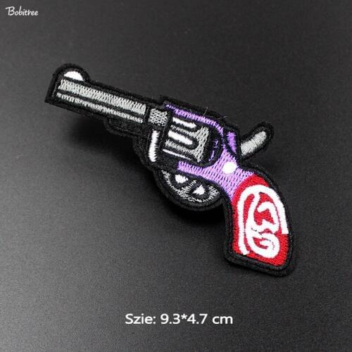 Costume Patches size 9.3*4.7 cm Guns Jacket Badges Embroidered Iron on Stickers for Cloth Backpack Sewing Patchwork