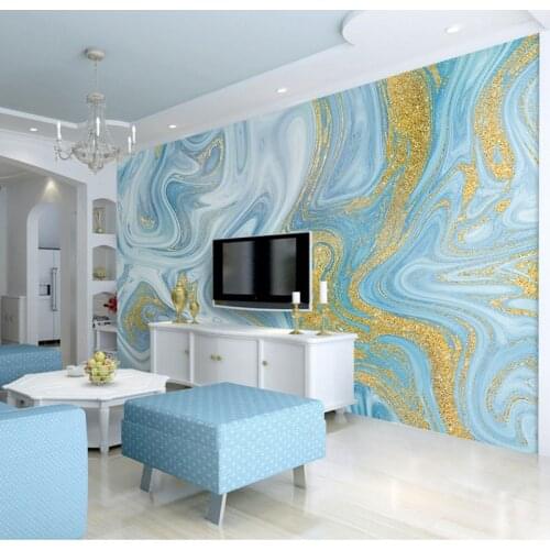 Bacal Brick Marble Pattern Wallpaper mural 3d for Living Room Wall Papers Home Decor Gold Blue Murals Rolls 5D Wallpaper sticker