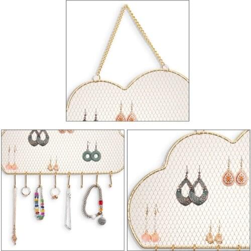 Wall Earring Storage Rack Decorative Cloud-shaped Earring Storage Box Suitable for Earrings Necklaces with Hanging Hooks