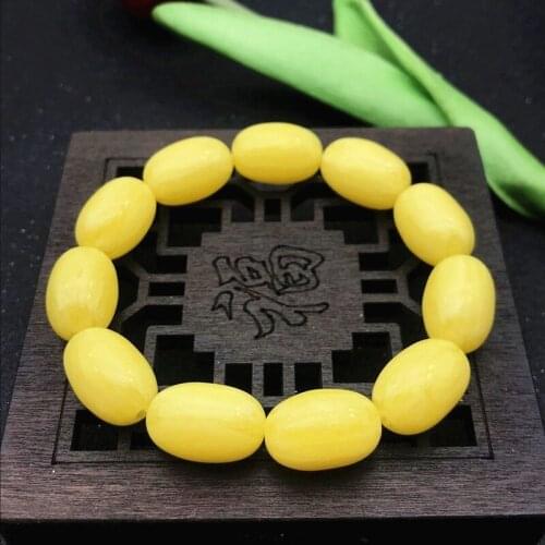 Chinese Natural Chicken Oil Yellow Beeswax Hand-carved Jade Fashion Jewelry Men and Women Bracelet Manufacturers Direct Sales