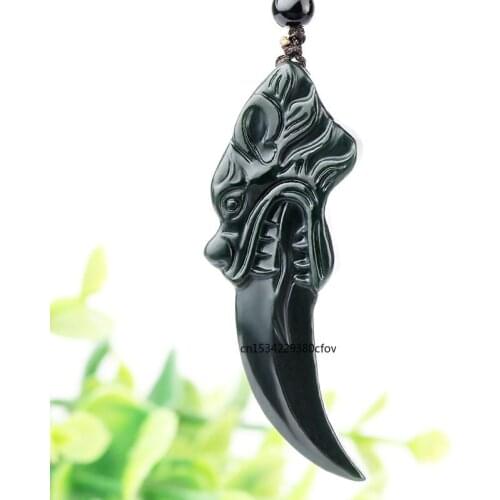 Natural Hetian Jade Wolf tooth Pendant Necklace Jadeite Jewelry for Men Gifts Buddhist Lucky Carved Fashion Charm Women Amulet