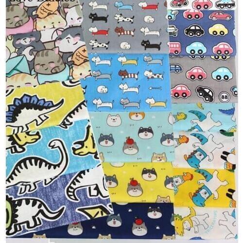 New Diy Patchwork Quilt Handmade Cloth Bedding Blanket Home Sheets Pillow Decor Tissus Cartoon Cat Dinosour Car Cotton Fabric