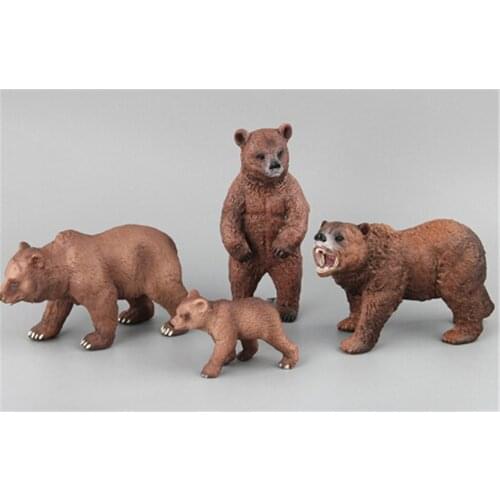 New Plastic Action Figures PVC Animals World Alaska Grizzly Brown Polar Bear Bears Static Model Gift for Kids Educational Toys