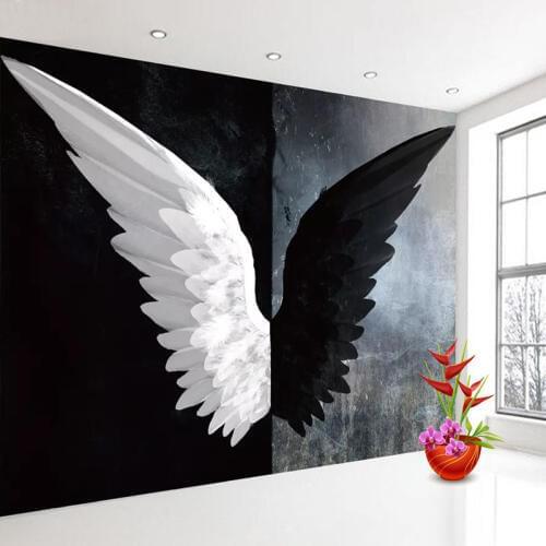 Custom 3D Photo Wallpaper Nordic Modern Creative Black White Angel Wings Art Wall Painting Living Room Bedroom Home Decoration