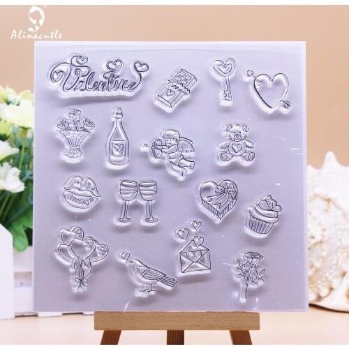 CLEAR STAMPS Valentines Sentiments Scrapbook Handmade Card Album Paper Craft Rubber Transparent Silicon Stamp AlinaCraft