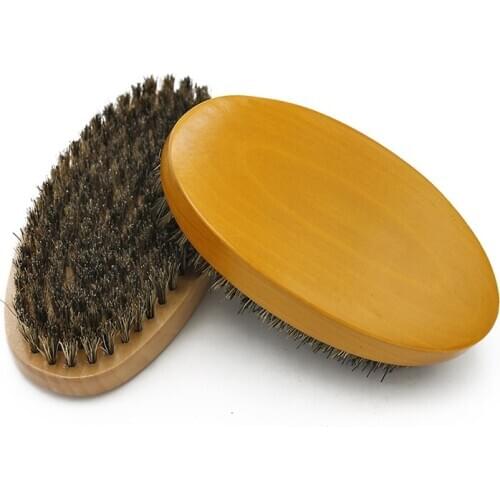Mens Boar Bristle Shaving Brush Beard Oval Brush Beard Shaping Facial Hair Clean Tool