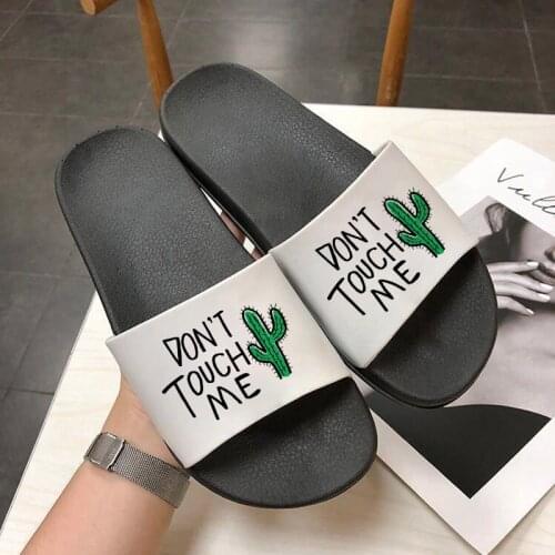 Don't Touch Me Cactus Slippers Lady Beach Summer slippers Fashion for women Home Slippers Floor Family Shoes Indoor Slippers