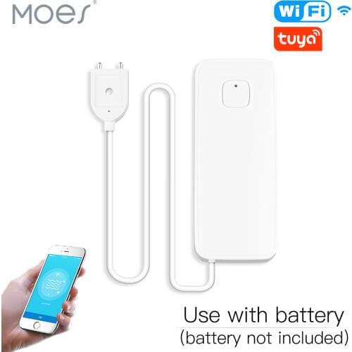 WiFi Smart Flood Sensor Water Leakage Detector Flood Overflow Alert Security Alarm System Tuya/Smart Life App Remote Control