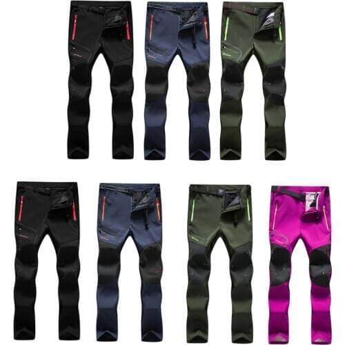 Reflective Mens Winter Hiking Pants Men Warm Fleece Softshell Trousers Outdoor Sports Thick Trekking Skiing Waterproof Pants