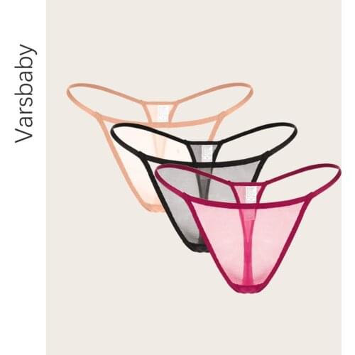 Varsbaby 3PCS/lot Sexy Lace Panties Women See Throuhg Low Waist Underpant Thong Female Seamless G-String Underwear Lingerie