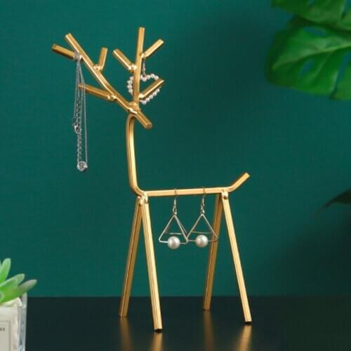Iron Geometric Deer Jewelry Rack Creative Household Table Earrings Necklace Storage Display Stand For Household Decorations
