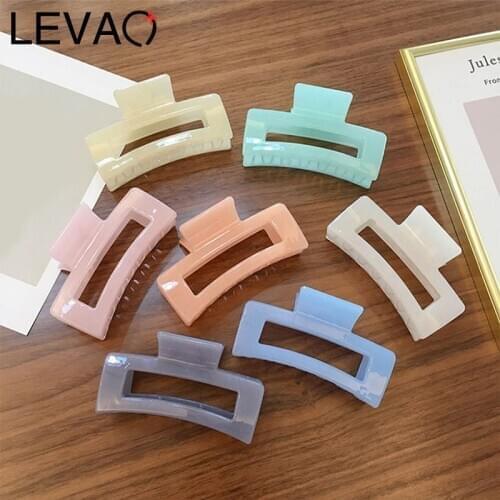 LEVAO Horsetail Resin Solid Color Hairpin Women Sweet Hair Clips Hair Jewelry Accessories Ladies large Girls Headwear Headdress