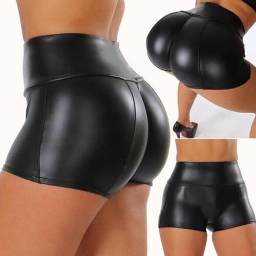 2020 Hot High Waist Faux Leather Shorts Sexy Slim Solid Summer Women Short Pants Casual Fashion Elastic Push up PU Plus Size 5XL