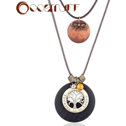 Vintage Knot For Women Life Of Tree Colored Wooden Jewelry Long Chain Necklaces necklaces&pendants Female Suspension Neck Choker