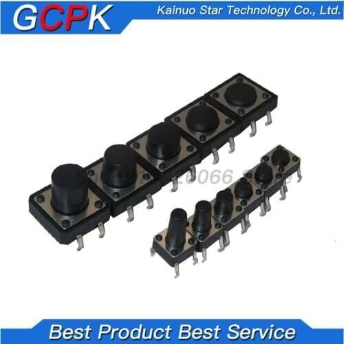 50PCS 4Pin 6*6 Micro Tact Push Button Switches DIP 6x6x4.3/5/6/7/8/9/10/11/12/13/14/15 MM 4.3mm 5mm 6mm 7mm 8mm 9mm 10mm 11mm